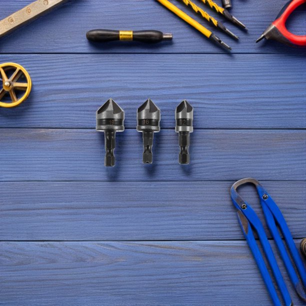 WASHWEPE 15Ud Kit De Brocas De Avellanado Para Carpintería Con Agarre Seguro Y Chamfer En Madera Y Metal