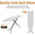 thumbnail image 2 of Basics Height Adjustable Full-Size Foldable Ironing Board, 4-Leg Fold-Up, Chevron Removable Cover, 60" x 14" x 38", 2 of 7