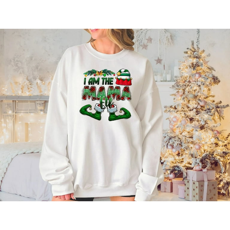 Mardonyx I Am The Mama Elf I Am The Daddy Elf I Am The Naughty Elf I Am The Nice Elf Family Christmas Sweatshirts Mommy and Me Outfits Women s Size