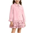 thumbnail image 2 of hengsof Girls Uniform Shirt Dress Long Sleeve Button Ruffle Hem Dress 1-10 Years, 2 of 7