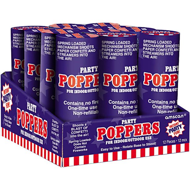 Confetti Poppers (12 Pack) Party Supplies