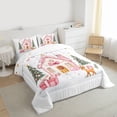 thumbnail image 3 of Feelyou Kawaii Pink Cabin Bedding Comforter Set for Girl, Cute Deer Animal Twin Comforter Sets, Merry Christmas Reversible Bedding Set, Lightweight Room Decor, 2 Pieces, 3 of 8