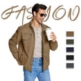 thumbnail image 4 of TACVASEN Men's Winter Warm Fleece Lined Jacket Thicken Windbreaker Cargo Coat with 7 Pockets Casual Work Field Outwear Khaki 2XL, 4 of 8