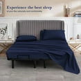 thumbnail image 2 of Top Split Head Flex Sheet Set-for Adjustable Bed-4 Pcs -100% Egyptain Cotton 700 Thread Count - 15-Inch Deep Pocket - Queen Size Navy Blue Solid - Split Down 36 inches from The top, 2 of 5