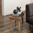 thumbnail image 4 of Creative Co-Op Mango Wood Stool with Woven Leather Top, Black and Natural, 4 of 6