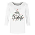 thumbnail image 4 of LbsKUS Clearance Sale,Women's 3/4 Sleeve Shirts Cute Merry Christmas Letter Tops Funny Glitter Christmas Tree Cure Neck T Shirts Pullover Tops Holiday Clothes(White,XL), 4 of 4