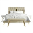 thumbnail image 6 of Castle Place Contemporary Velvet Queen Upholstered Bed with 2 Nightstand and Bench, Champagne, 6 of 20