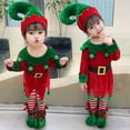 thumbnail image 4 of Disfraz de elfo de Año Nuevo para niños y niñas, conjunto de traje verde de Papá Noel con sombrero, vestido de fiesta de Navidad elegante, rendimiento, 2023, 4 of 4