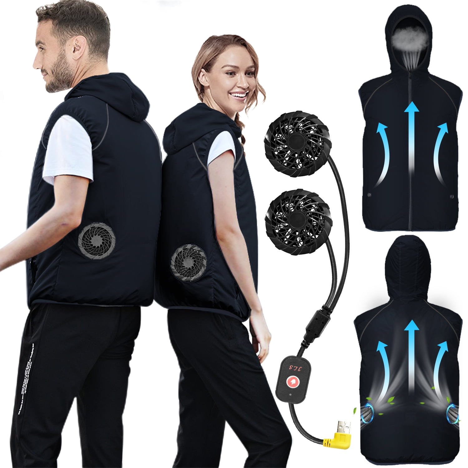 Cooling Vest with 2 Fans for Men Women Sun Protection Air Conditioned Clothes with 3 Speed