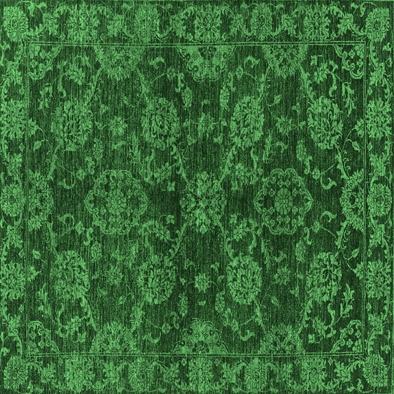 Ahgly Company Indoor Square Abstract Emerald Green Modern Area Rugs, 4' Square