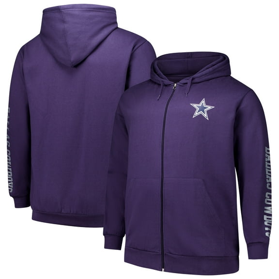Men's Fanatics Purple Dallas Cowboys Big & Tall Sleeve Hit Full-Zip Hoodie