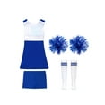 thumbnail image 4 of iiniim Kids Girls Festival Cheer leader Fancy Dress Sleeveless Patchwork Dress with Shorts Dance Outfit Size 4-14 B Royal Blue 14, 4 of 7