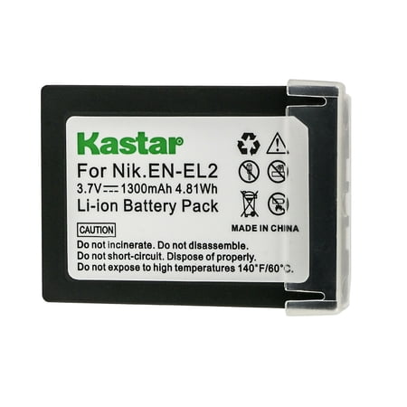 Kastar 1-Pack EN-EL2 Battery 3.7V 1300mAh Replacement for Nikon EN-EL2 ENEL2 EL2 Battery  Nikon MH-60 Charger  Nikon Coolpix 2500  Nikon Coolpix 3500  Nikon Coolpix SQ500 Digital Cameras