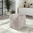 thumbnail image 4 of LR Home Square Brown/Cream Recycled Chindi Medium-Sized Indoor Pouf, 18"x18"x18", 4 of 10