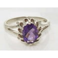 thumbnail image 5 of LBG British Made 9k White Gold Ring with Natural Amethyst Womens Engagement Ring - 33 size options - Size 4, 5 of 6