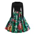 thumbnail image 1 of Vestido de Navidad de manga larga para mujer, bata Vintage, Swing Pinup, elegante, estampado informal, negro, invierno, 50S, 60S, 1 of 4