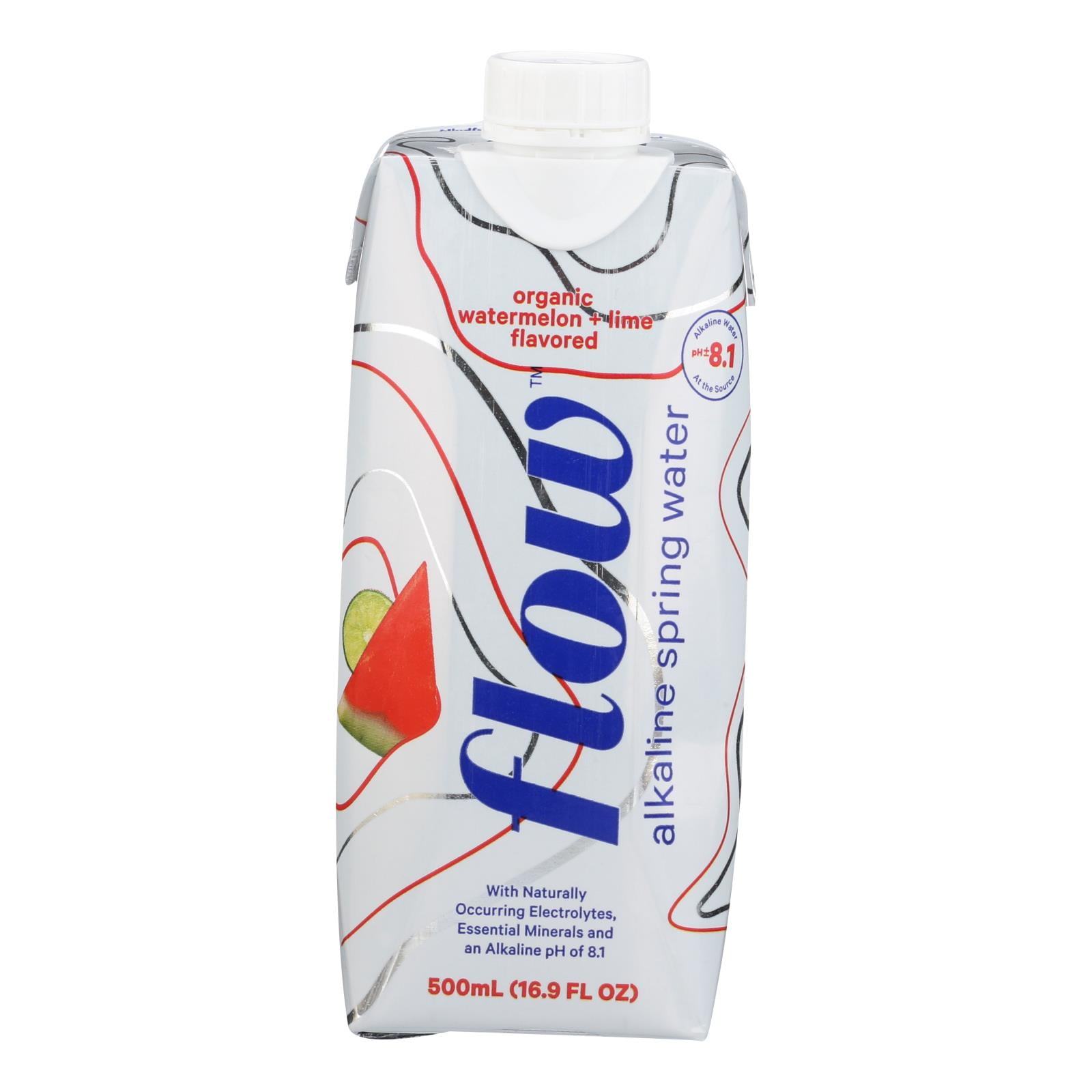 Flow Organic Watermelon + Lime Flavored Alkaline Spring Water, 16.9 fl