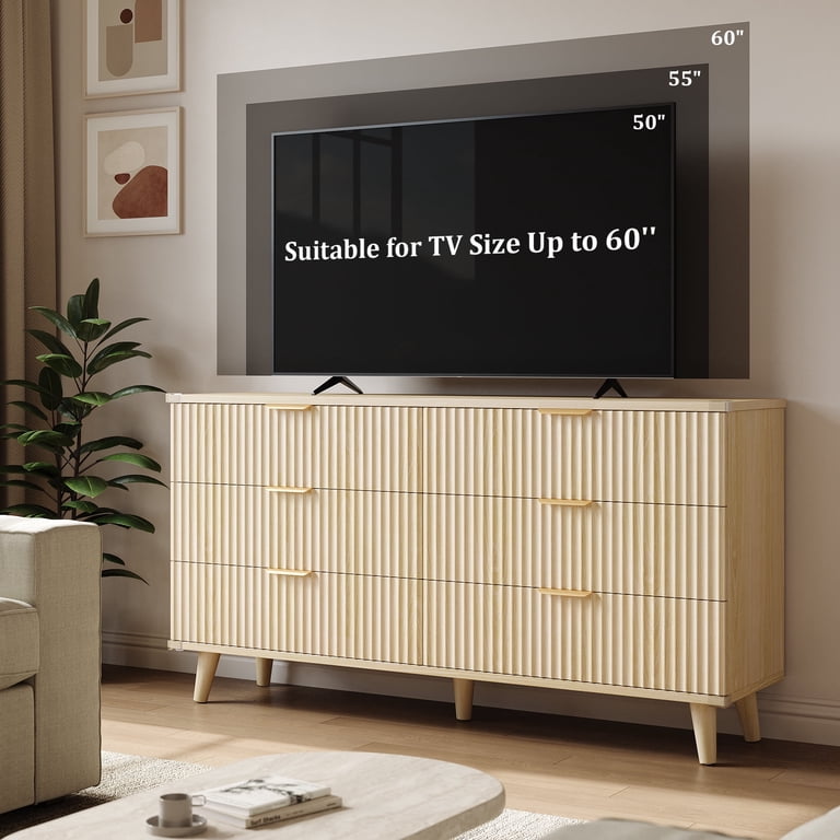 Laintene 6 Drawer Dresser for Bedroom, 53" Wide Dressers & Chest of Drawers, Boho Fluted Dresser with Wave Panel Design, Modern Storage Dressers Organizer for Living Room, Natural - Walmart.com Laintene 6 Drawer Dresser for Bedroom, 53" Wide Dressers & Chest of Drawers, Boho Fluted Dresser with Wave Panel Design, Modern Storage Dressers Organizer for Living Room, Natural - Walmart.com