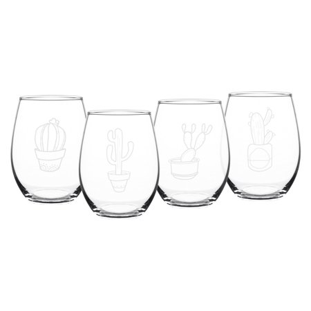 cathys concepts cactus stemless wine glasses set of