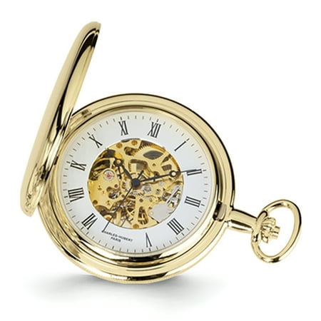 - Lex & Lu Charles Hubert 14k Gold Finish White Dial Pocket Watch XWA1030