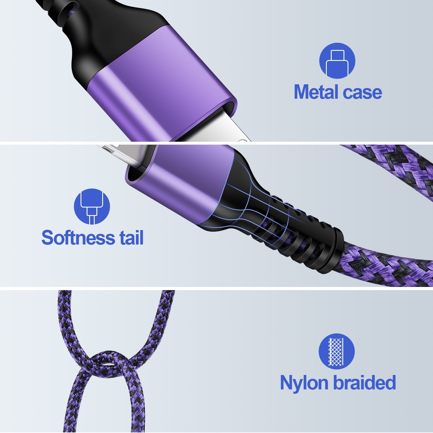 Compatible with iPhone Charger Fast Charging,AILKIN 2Pack QC+PD 20W Charger Block with 6ft Cords Cable Charging Block Plug Power USB C Charger Adapter Compatible with iPhone 14/13/12/11,Purple