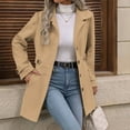 thumbnail image 6 of WIZUTIZ Women's Slim Fit Cardigan Jacket Solid Color Long Sleeve Thick Wool Blend Hoodless, 6 of 9