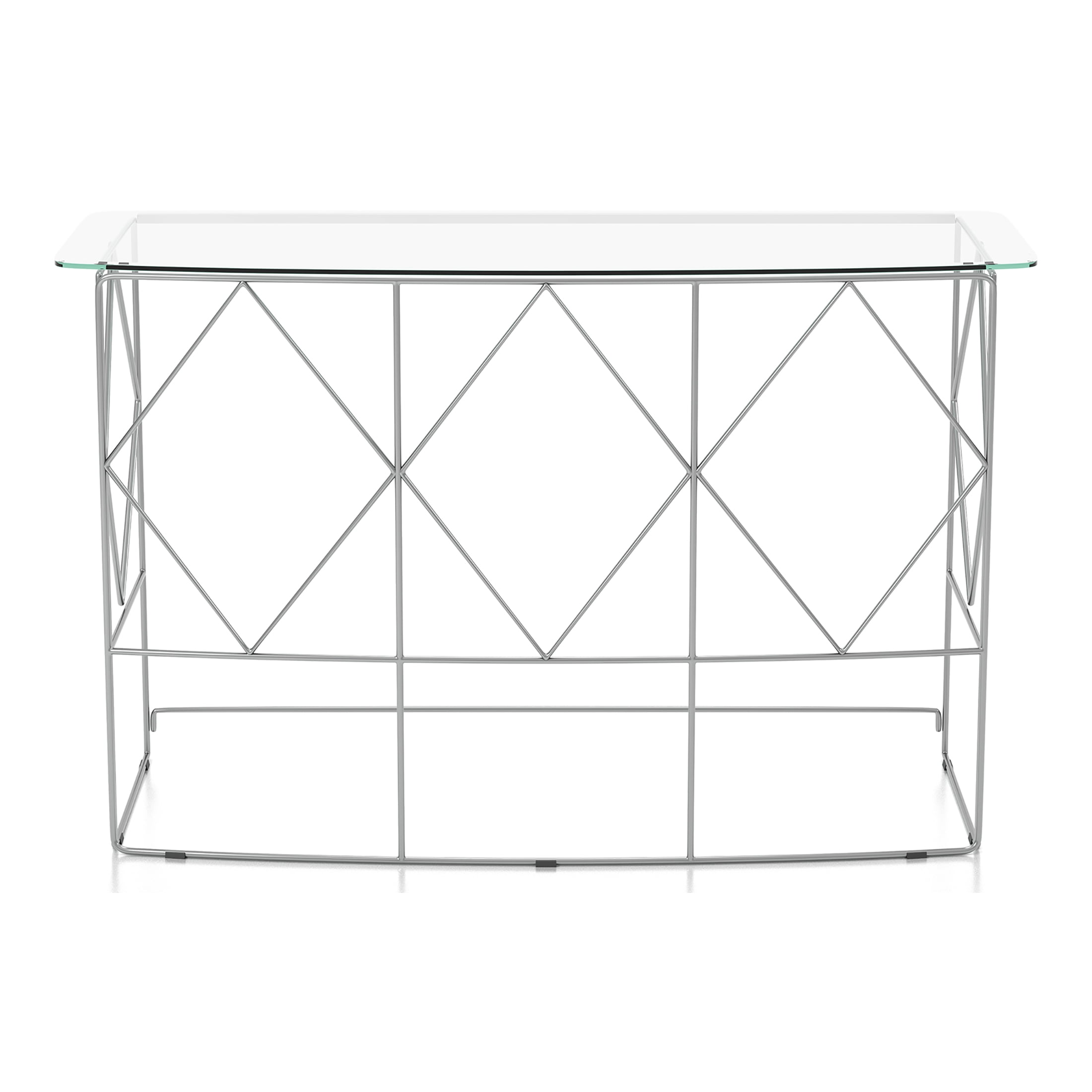 Furniture of America Prowe Glass Top Console Table, Chrome