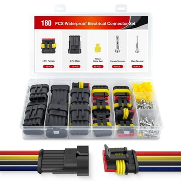 Nilight 180PCS 4 Pin Electrical Connector ‎Plug Male Female Terminal Wire Connector Waterproof Connectors 4 Way Automotive Connect Set for Car Truck Motorcycle Marine Boat 10 Sets, 2 Years Warranty