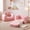 Pink, variant on Benarita 2-in-1 Kids Sofa, Toddler Chair & Lounger, Reinforced Angled Armrests, Plush Sherpa Fabric, Flip-Open Folding Design with Side Pocket, Gray