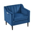 thumbnail image 6 of Velvet Accent Chair, Modern Single Person Sofa Side Chair with Solid Wood Legs, Upholstered Arm Chair Club Chair for Living Room Bedroom Office, Blue, 6 of 6