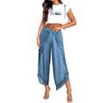 thumbnail image 4 of STARVNC Women High Waist Boho Lace Stitching Solid Color Pants, 4 of 6