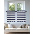 thumbnail image 4 of Blue Stripes Sheer Kitchen Tier Curtains 24 Inch length, Rod Pocket Half Curtains Short Drapes, Simple Blue White Texture Light Filtering Chiffon Small Window Treatments 2 Panels 27.5"W x 24"L, 4 of 7