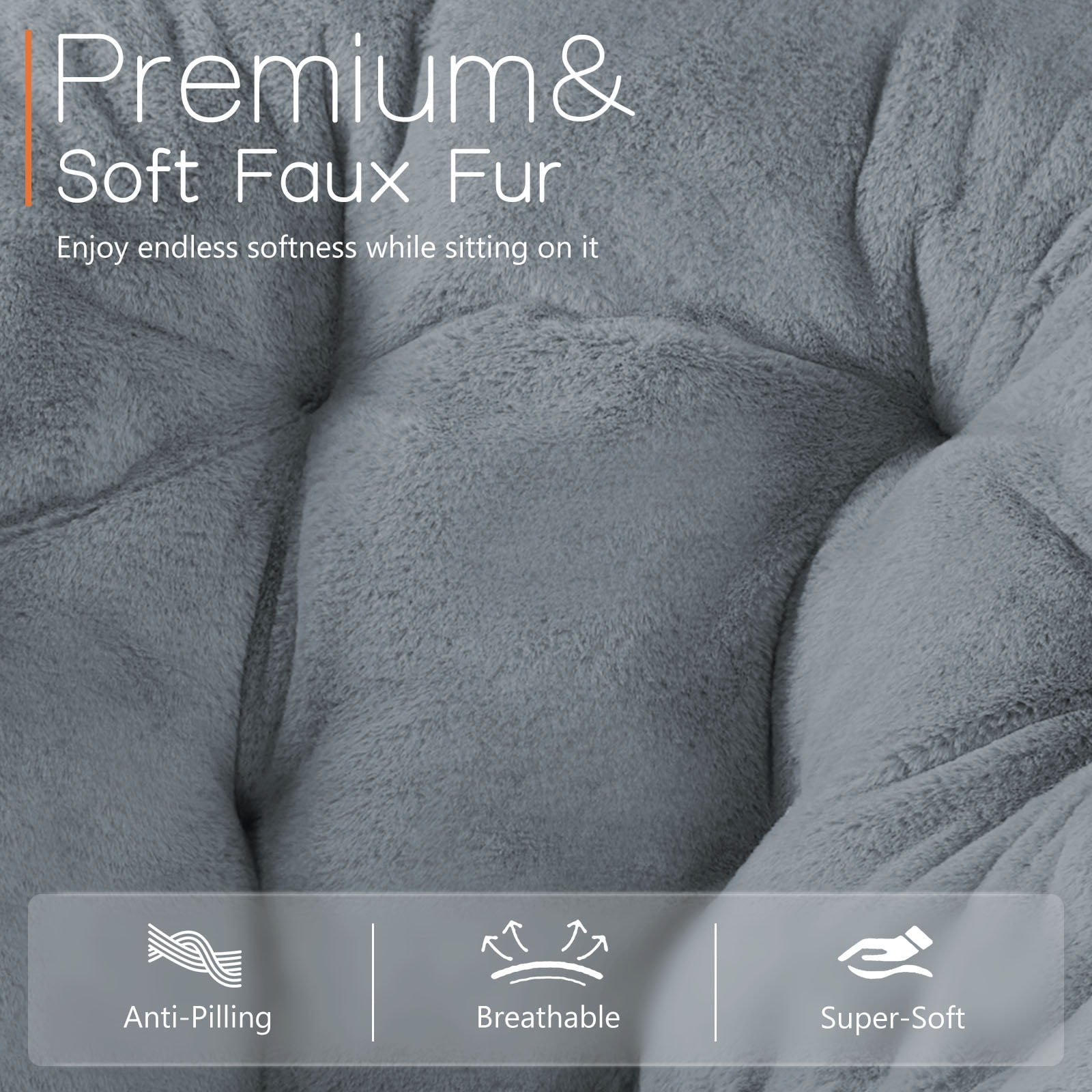 Faux Fur Disc Chair for Living Room and Bedroom, Comfortable Round Lounge Seat, Adult Size