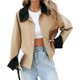 thumbnail image 1 of Abrigo Corto de Mujer, Chaqueta de un Solo Botón, Cortavientos de Otoño, Prenda de Abrigo de Moda Caqui L, 1 of 10