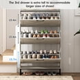 thumbnail image 2 of VEANERWOOD Shoe Storage Cabinet with 3 Flip Drawers & Metal Legs for Entryway, Narrow Shoe Rack Cabinet, Beige, 2 of 7