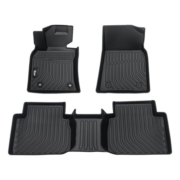 Ikon Motorsports Floor Mats Compatible With 2018-2024 Toyota Camry, 3D Molded Custom Carpets 1st 2nd Row Front Rear Protection 3PC Pad Black TPE Thermo Plastic Elastomer All Weather Liner Protector
