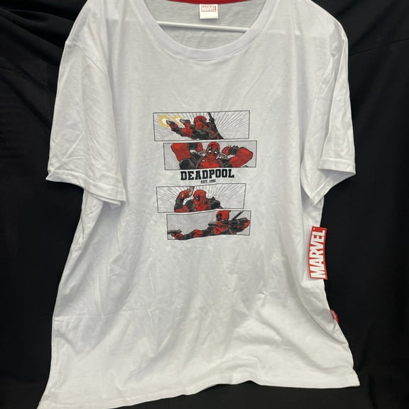 Deadpool Action Men’s 3XL White Cotton Blend Graphic Tshirt