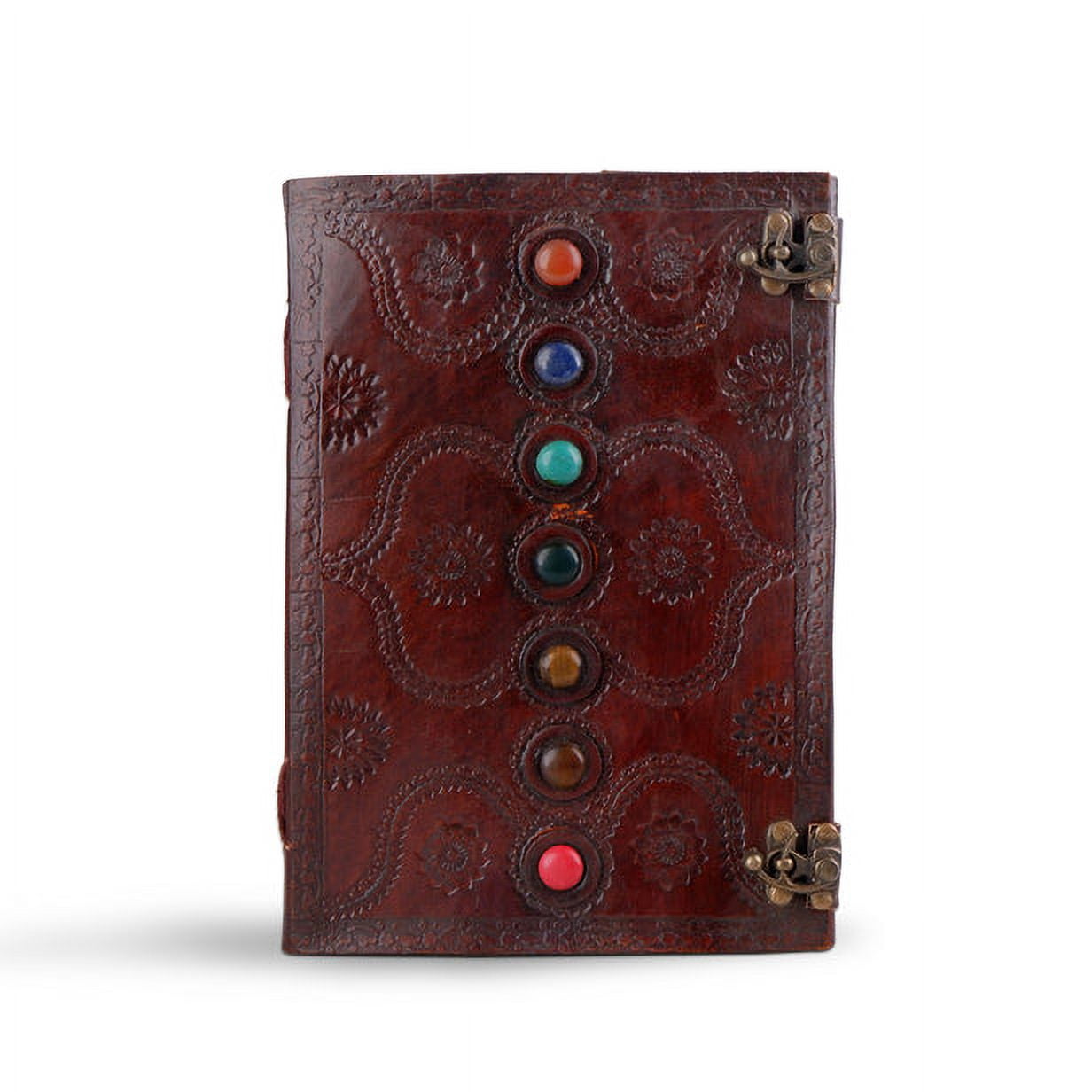 Mahetri Leather Journal Writing Notebook Infinity 7 Chakra Stone Diary For Men & Women, Notepad Gift For Artists & Writers