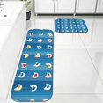 Rooster and Chicken Blue Pattern 2 Piece Flannel Bathroom Rug Set, Bath ...