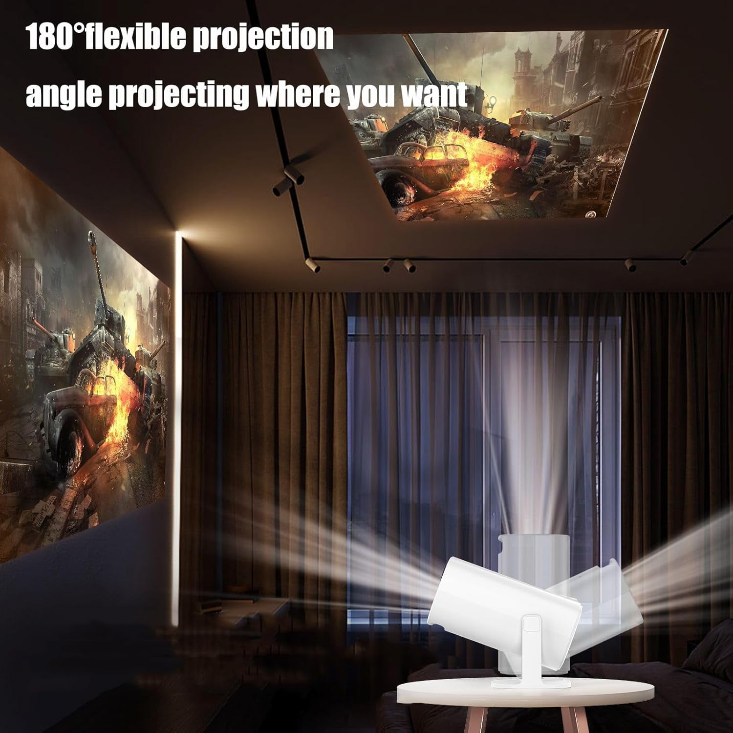 Nostalgic Projector, 4K Projector With Retro Gaming Console, Arcade Projector, Smart Projector With Built In 20000+ Games, Max 300 Game Projector, Retro Game Projector With 2 Wireless Controllers
