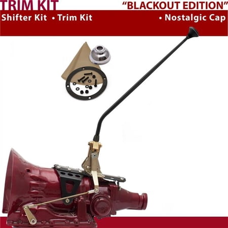 American Shifter FMX Shifter Kit 23 in. Trim Kit Black Dual Shift Cap Tan Boot Ringed Knob for D0888
