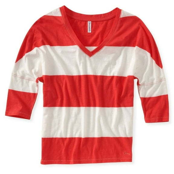 Aeropostale Womens Stripe Graphic T-Shirt, Orange, Juniors, Medium