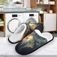 thumbnail image 3 of Women's Men's Slippers, Non-Slip Travel Unisex Fleece House Shoes A Fierce Eagle, 3 of 7