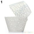 thumbnail image 2 of Ludlz 12PCS Cupcake Wrappers Artistic Bake Cake Paper Filigree Little Vine Lace Laser Cut Liner Baking Cup Wraps Muffin CaseTrays for Wedding Party Birthday Decoration, 2 of 7