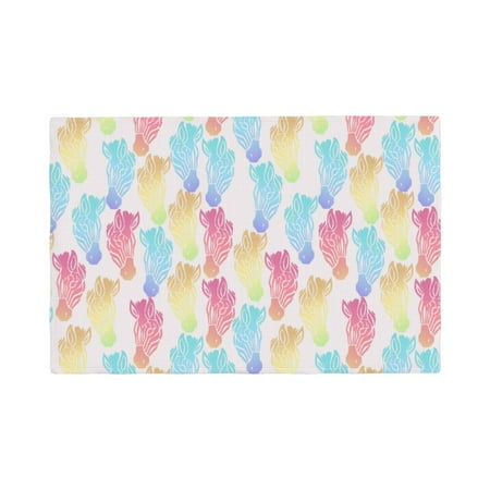 

Table Placemats Set of 4 - rainbow color zebra cute 12x18 In Faux Linen Double Heat Resistant Place Mats Cloth Indoor/Outdoor Placemats Washable Table Mats for Dining Kitchen Party