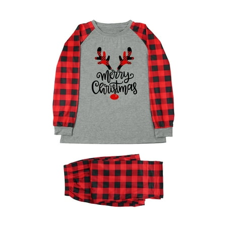

Parent Child Women Mom Outfit Merry Christmas Letter Plaid Print Parent Child Plaid Long Sleeved Trousers Pajama Set Christmas Plaid Pajamas for Family