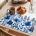thumbnail image 3 of Spring Flower Placemats Set of 4, Watercolor Blue Floral Leaf Plant Vintage Non-Slip Place Mats Washable Table Mats for Kitchen Dining Table Decorations Indoor/Outdoor, 3 of 9
