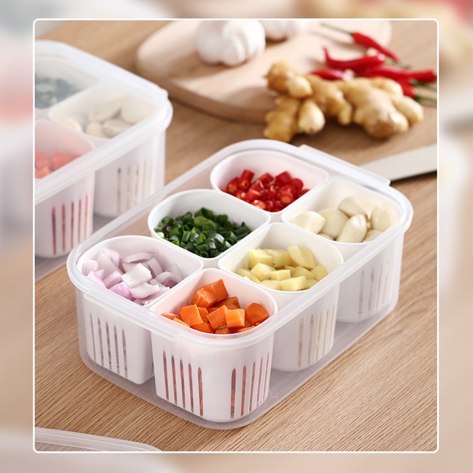 Prep & Savour Davit 6 x 7 Clear Plastic 4 Compartment Bento