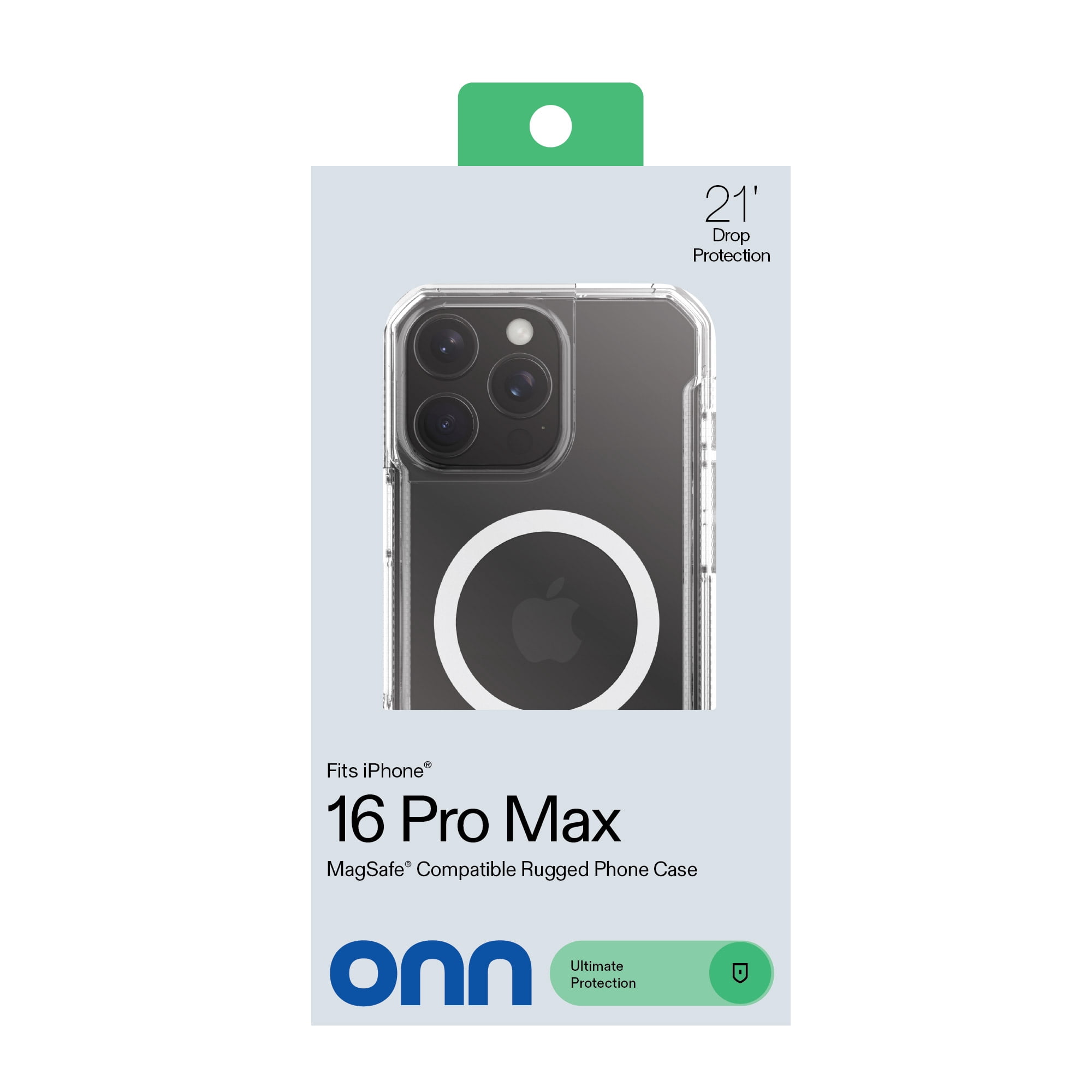 onn MagSafe Compatible Rugged Phone Case for iPhone 16 Pro Max - Clear