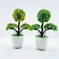 thumbnail image 3 of Visland Artificial Plants Potted Artificial Ball Shaped Tree Fake Plant Fresh Green Grass in White Plastic Pot for Home Decor, 3 of 5